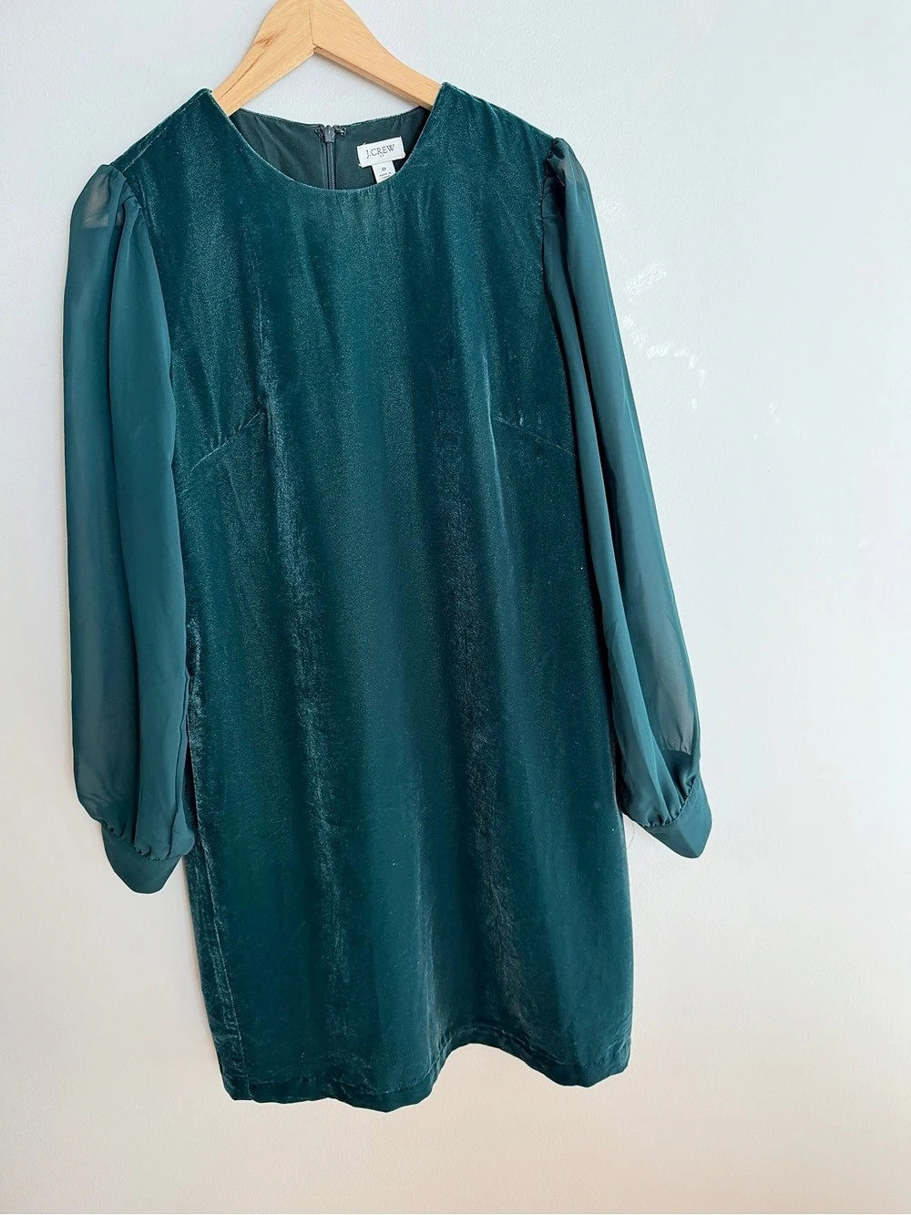 J.Crew Velvet Holiday Shift Dress Green Size 8 Like New